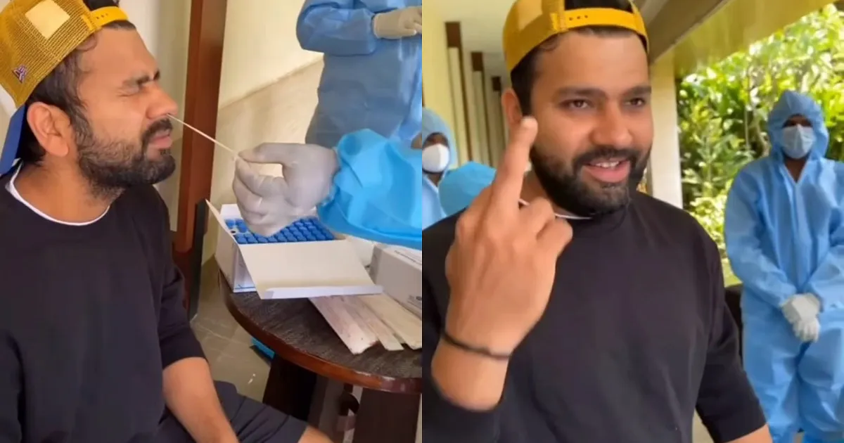 Rohit sharma shows middle finger to Rishabh pant during COVID test