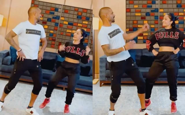 Shikhar Dhawan and Dhanashree bhangra video viral