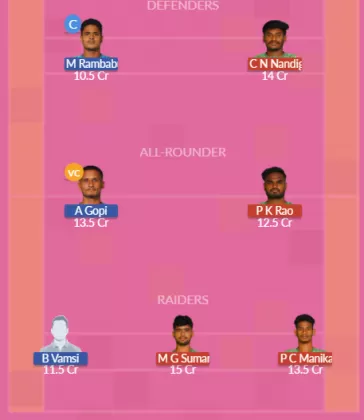 BHG vs VZN Dream11 SL Team