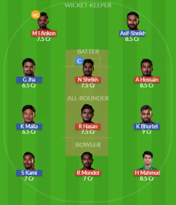 BN-A vs NEP Dream11 SL Team