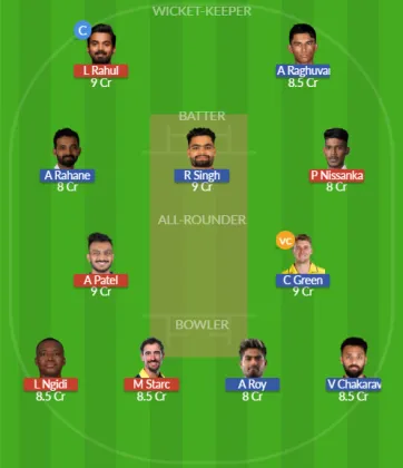 DC vs KKR SL Team