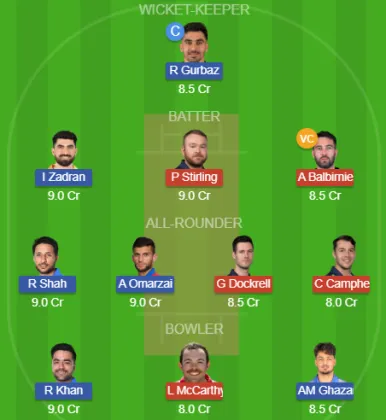 IRE vs AFG SL Team