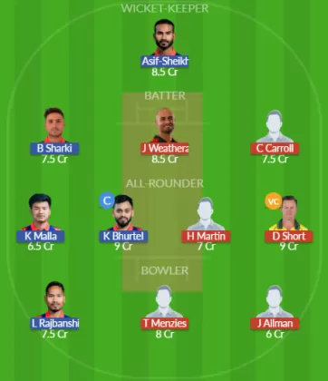 NTS vs NEP Dream11 SL Team