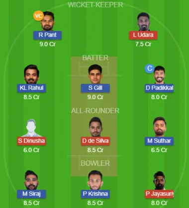 SL vs IND SL Team