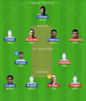 SOS vs ZW Dream11 SL Team