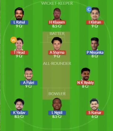 SRH vs DC SL Team