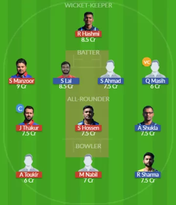 ZAS vs RJM Dream11 SL Team